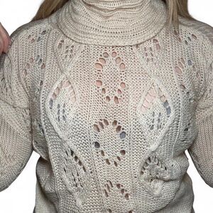 Toad&Co 100% Wool Cream Turtleneck Sweater